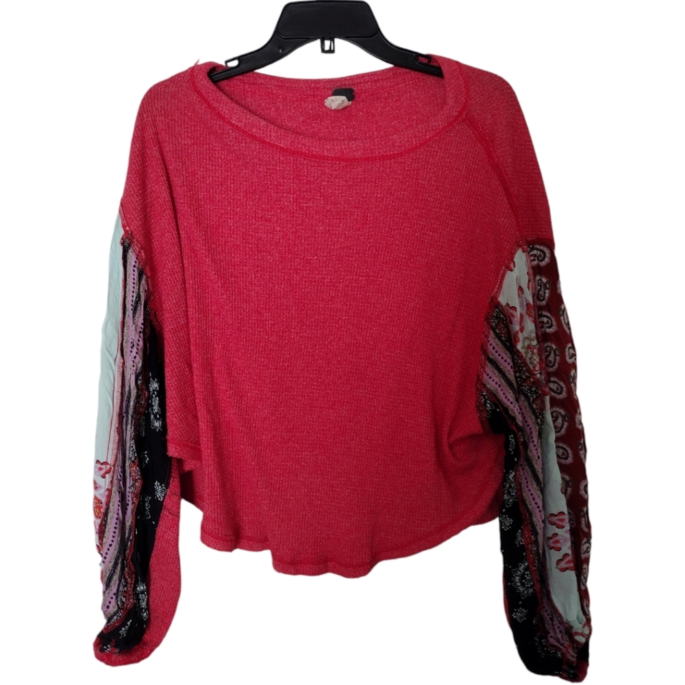 We the Free thermal style mixed media top size XS